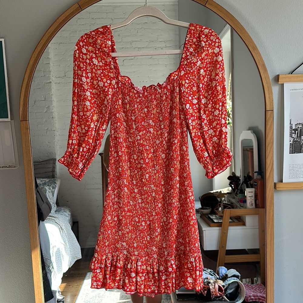 Dress Forum Smocked Long Sleeve Floral Dress